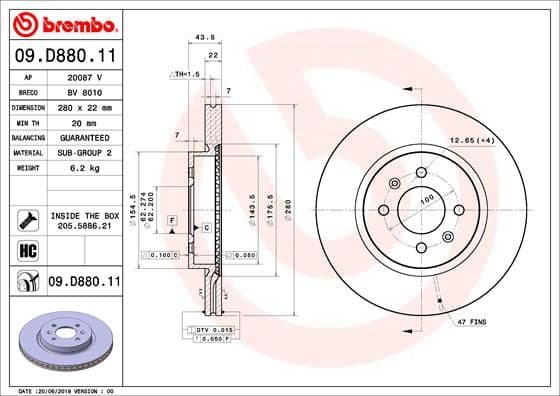 Bremžu diski BREMBO 09.D880.11 1