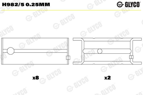 Kloķvārpstas gultnis GLYCO H982/5 0.25mm 1