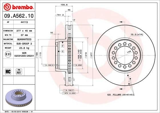 Bremžu diski BREMBO 09.A562.10 1