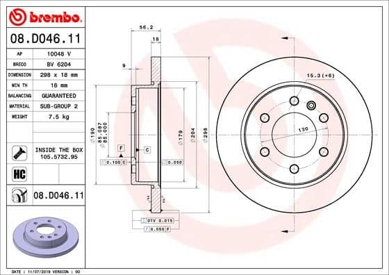 Bremžu diski BREMBO 08.D046.11 1