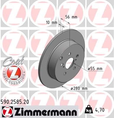 Bremžu diski ZIMMERMANN 590.2585.20 1