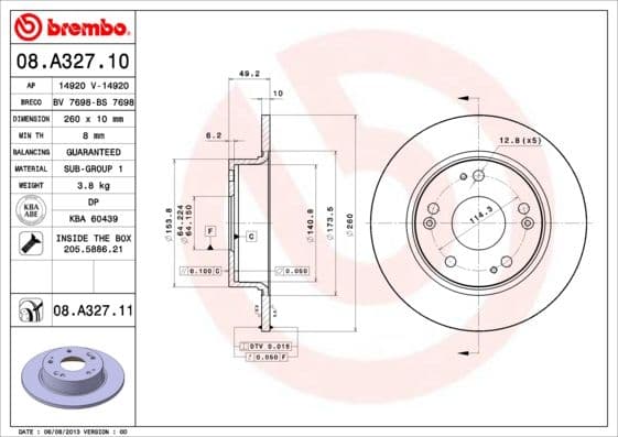 Bremžu diski BREMBO 08.A327.11 1