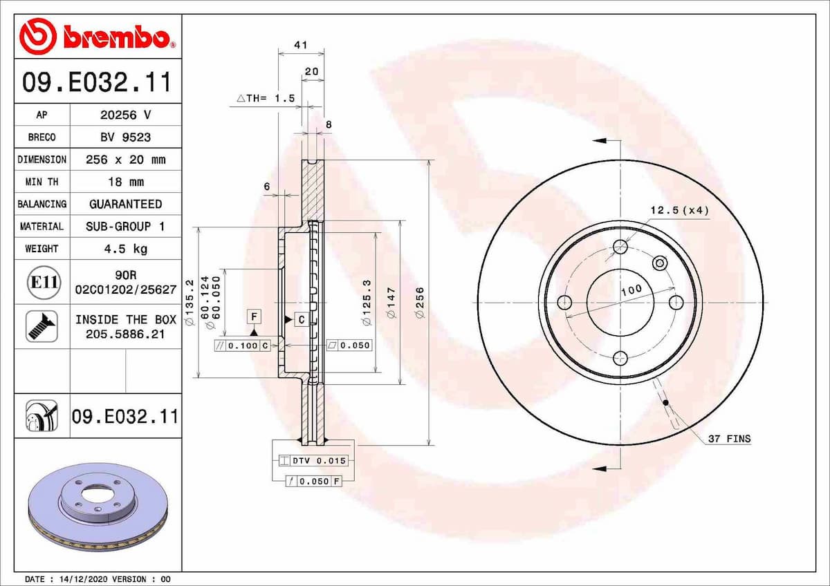 Bremžu diski BREMBO 09.E032.11 1