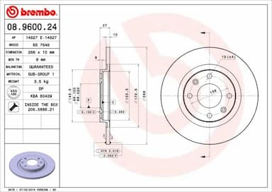 Bremžu diski BREMBO 08.9600.24 1