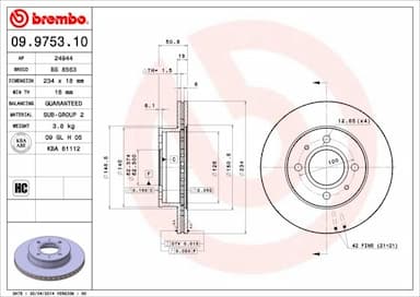 Bremžu diski BREMBO 09.9753.10 1