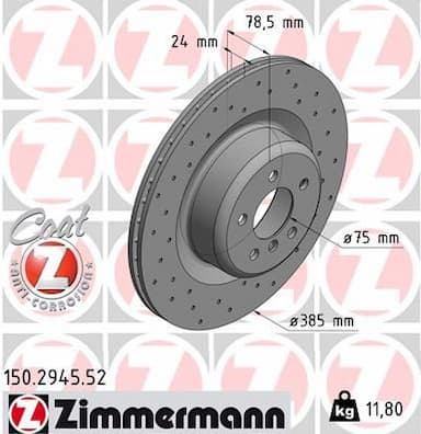 Bremžu diski ZIMMERMANN 150.2945.52 1