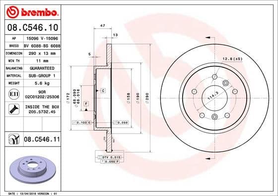 Bremžu diski BREMBO 08.C546.11 1