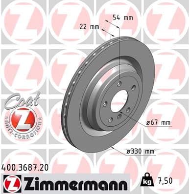 Bremžu diski ZIMMERMANN 400.3687.20 1