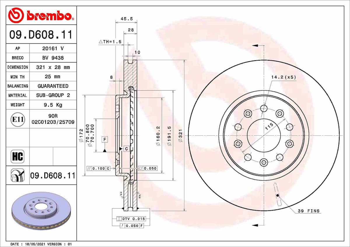 Bremžu diski BREMBO 09.D608.11 1