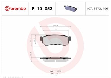 Bremžu uzliku kompl., Disku bremzes BREMBO P 10 053 1