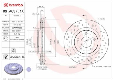 Bremžu diski BREMBO 09.A637.1X 1