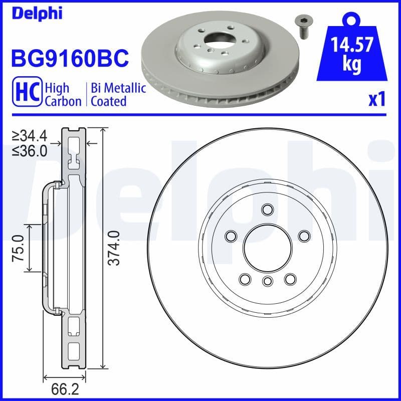 Bremžu diski DELPHI BG9160BC 1