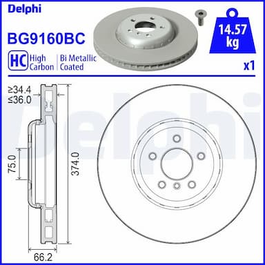 Bremžu diski DELPHI BG9160BC 1