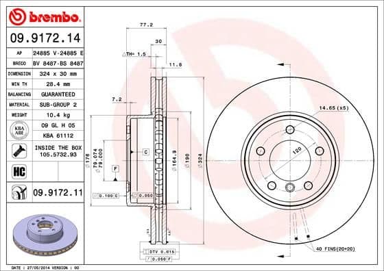 Bremžu diski BREMBO 09.9172.11 1