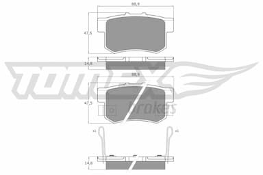 Bremžu uzliku kompl., Disku bremzes TOMEX Brakes TX 11-00 1