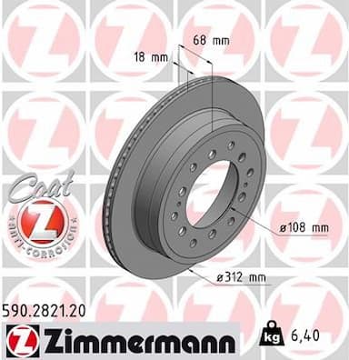 Bremžu diski ZIMMERMANN 590.2821.20 1