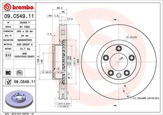 Bremžu diski BREMBO 09.C549.11 1