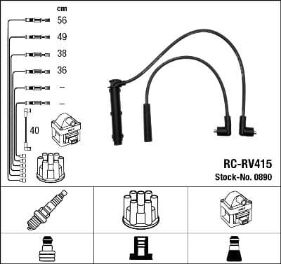 Augstsprieguma vadu komplekts NGK 0890 1