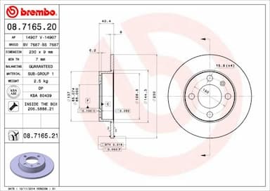 Bremžu diski BREMBO 08.7165.21 1