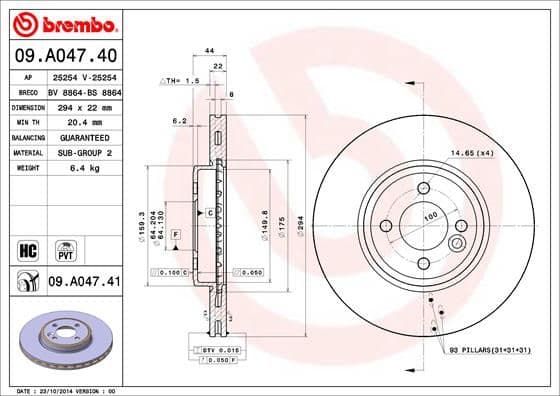 Bremžu diski BREMBO 09.A047.41 1