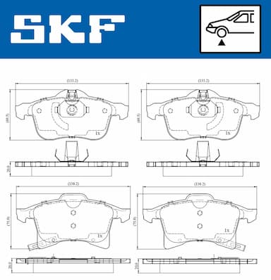 Bremžu uzliku kompl., Disku bremzes SKF VKBP 80043 A 4