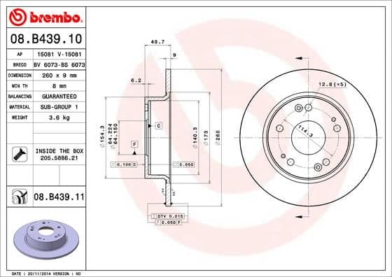 Bremžu diski BREMBO 08.B439.11 1