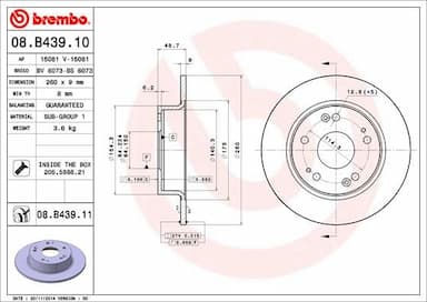 Bremžu diski BREMBO 08.B439.11 1