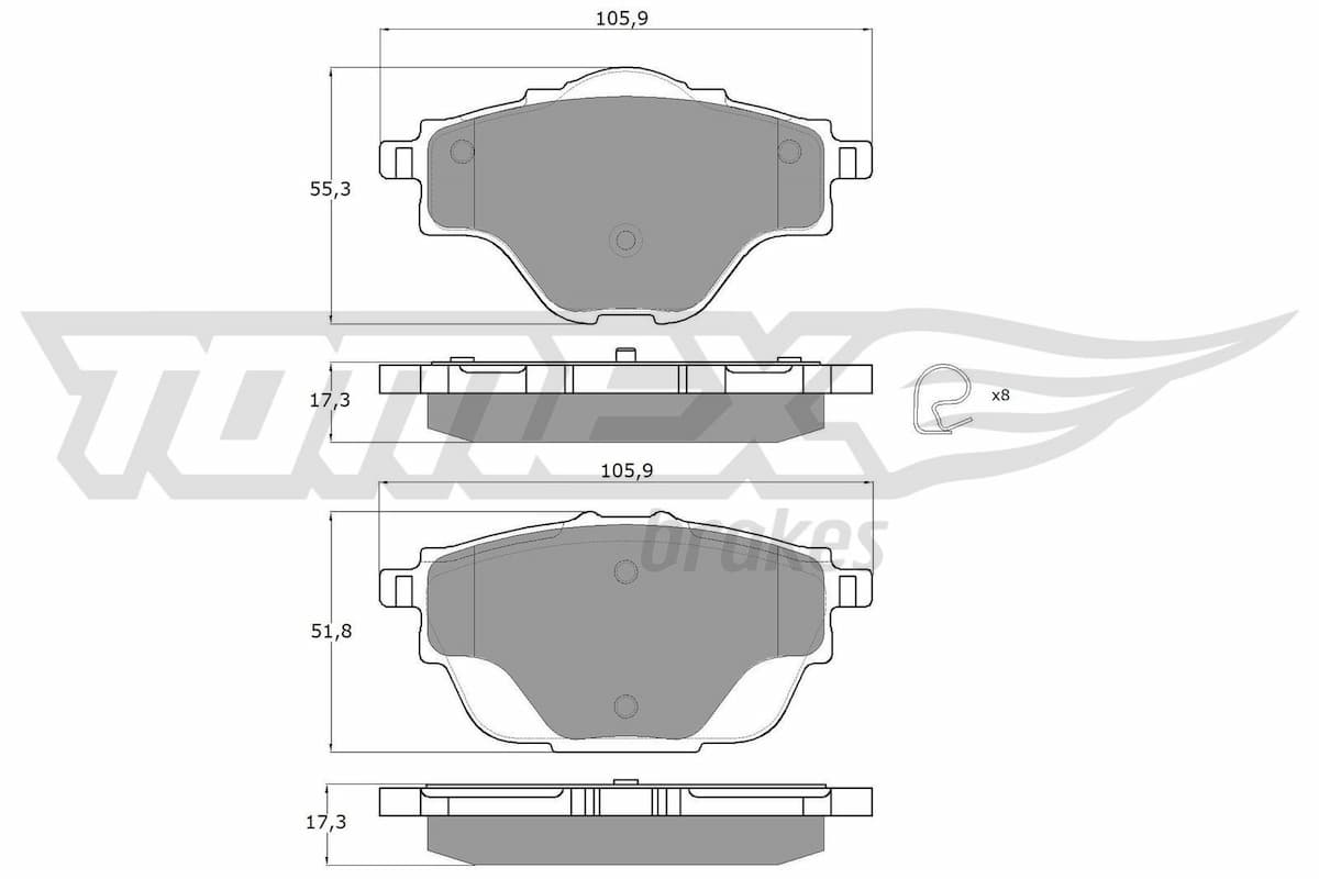 Bremžu uzliku kompl., Disku bremzes TOMEX Brakes TX 18-37 1