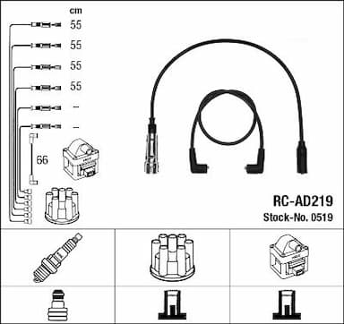 Augstsprieguma vadu komplekts NGK 0519 1