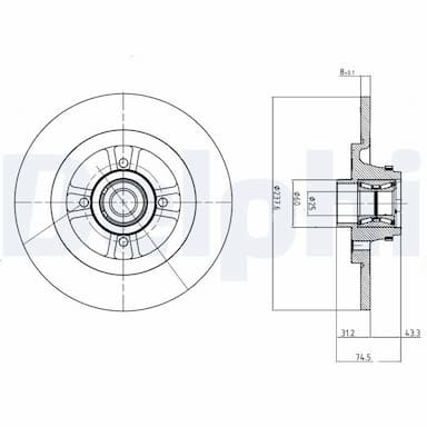 Bremžu diski DELPHI BG9025RS 1