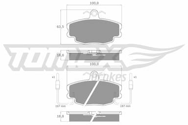 Bremžu uzliku kompl., Disku bremzes TOMEX Brakes TX 10-48 1