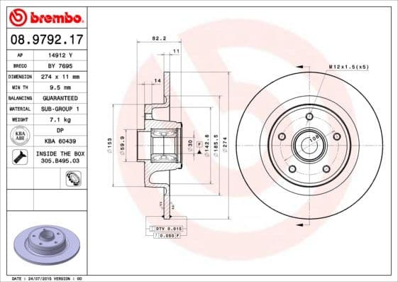 Bremžu diski BREMBO 08.9792.17 1