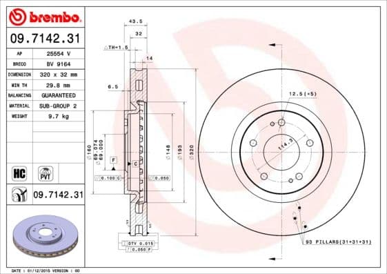 Bremžu diski BREMBO 09.7142.31 1