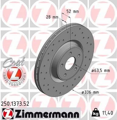 Bremžu diski ZIMMERMANN 250.1373.52 1