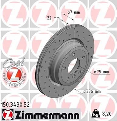 Bremžu diski ZIMMERMANN 150.3430.52 1