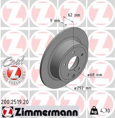 Bremžu diski ZIMMERMANN 200.2519.20 1