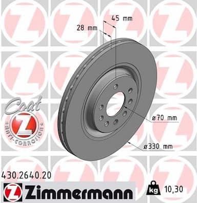 Bremžu diski ZIMMERMANN 430.2640.20 1