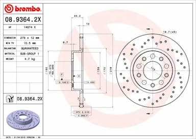 Bremžu diski BREMBO 08.9364.2X 1