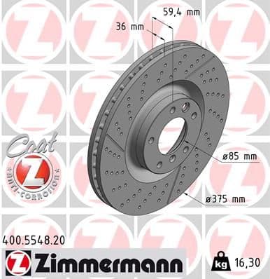 Bremžu diski ZIMMERMANN 400.5548.20 1