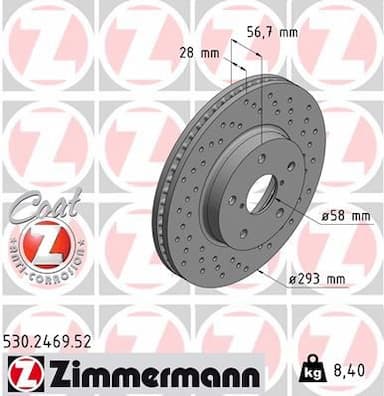 Bremžu diski ZIMMERMANN 530.2469.52 1