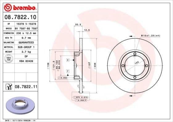 Bremžu diski BREMBO 08.7822.10 1