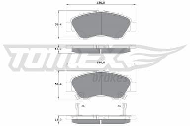 Bremžu uzliku kompl., Disku bremzes TOMEX Brakes TX 17-55 1