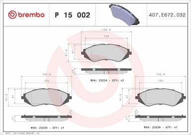 Bremžu uzliku kompl., Disku bremzes BREMBO P 15 002 1