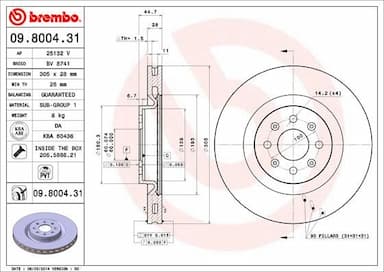 Bremžu diski BREMBO 09.8004.31 1