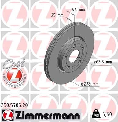 Bremžu diski ZIMMERMANN 250.5705.20 1