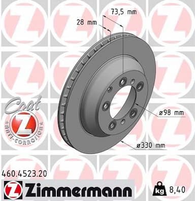 Bremžu diski ZIMMERMANN 460.4523.20 1