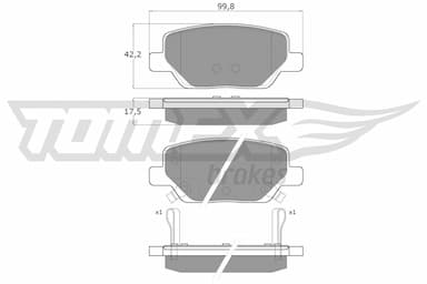 Bremžu uzliku kompl., Disku bremzes TOMEX Brakes TX 18-20 1