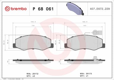 Bremžu uzliku kompl., Disku bremzes BREMBO P 68 061 1