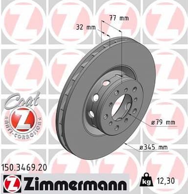 Bremžu diski ZIMMERMANN 150.3469.20 1