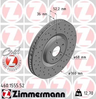 Bremžu diski ZIMMERMANN 460.1555.52 1